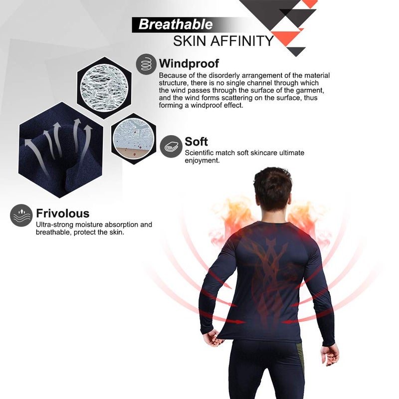 MEETWEE mens Men's Thermal Underwear Set Compression Pants, Blue, Medium US - Image 4